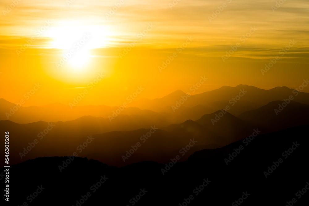 Sunset in Pedraforca mountain view from La Garrotxa, Spain Sunset in Pedraforca mountain view from La Garrotxa, Spain