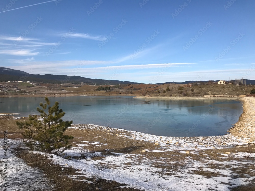lake in the mountains in winter lake in the mountains in winter