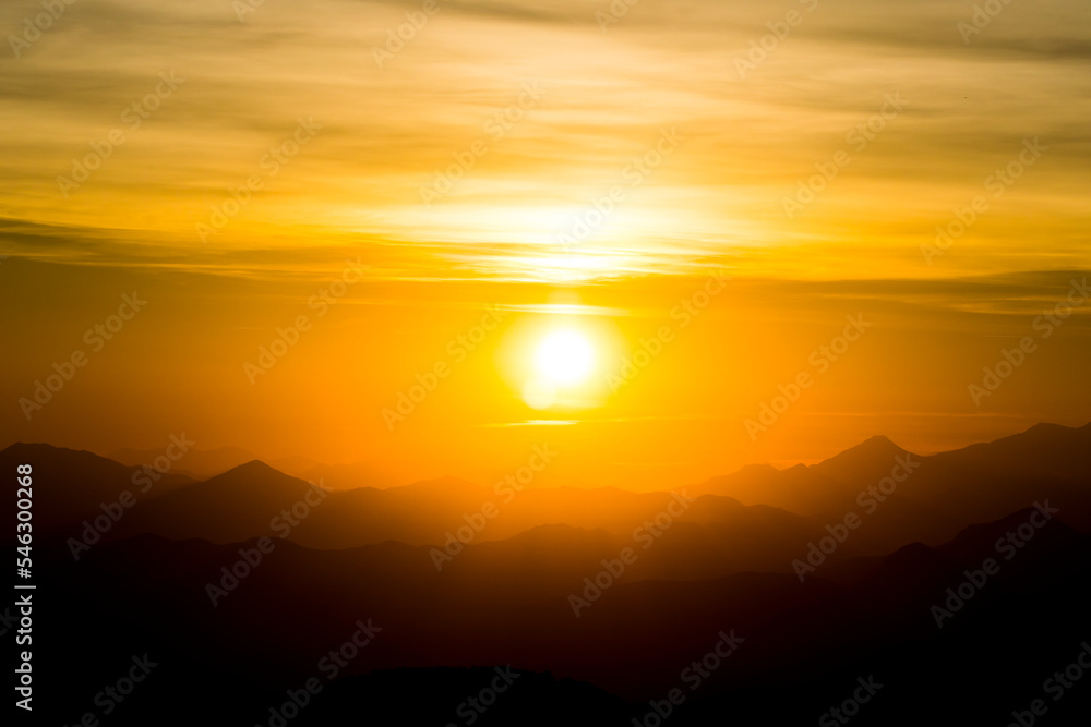 Sunset in Pedraforca mountain view from La Garrotxa, Spain Sunset in Pedraforca mountain view from La Garrotxa, Spain