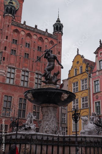 the famous fountain of Gdansk - Neptune fountain
