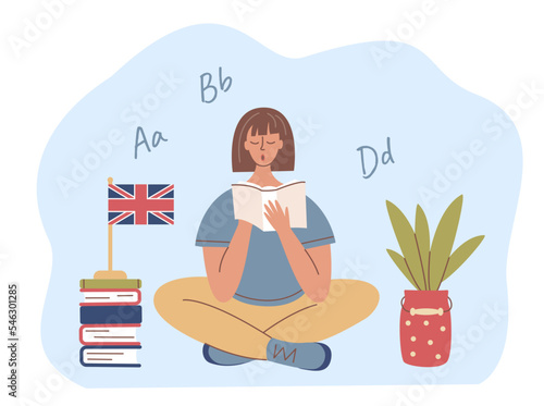 English class concept, online foreign language learning