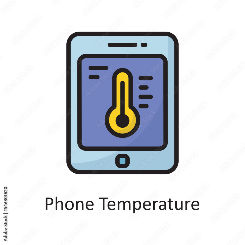 Phone Temperature Vector Filled Outline Icon Design illustration. Housekeeping Symbol on White background EPS 10 File