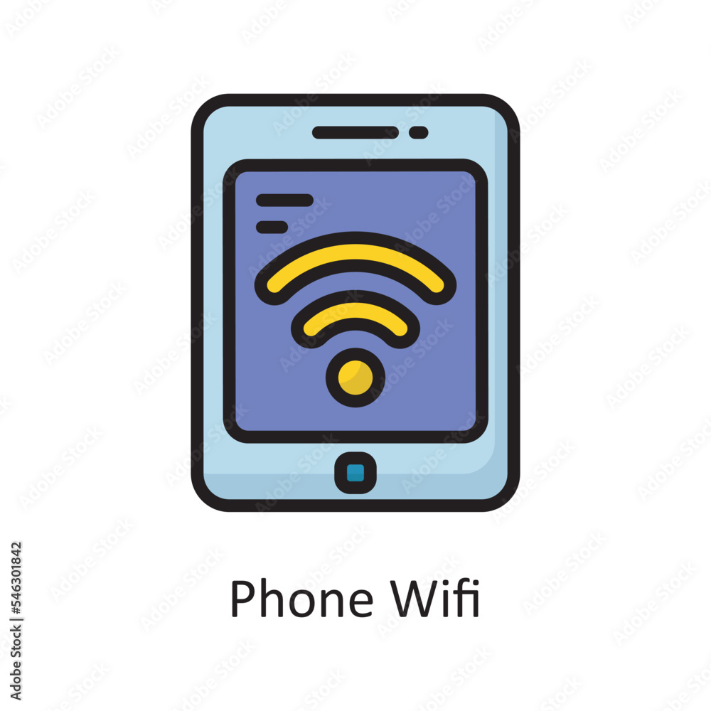 Phone Wifi Vector Filled Outline Icon Design illustration. Housekeeping Symbol on White background EPS 10 File Phone Wifi Vector Filled Outline Icon Design illustration. Housekeeping Symbol on White background EPS 10 File