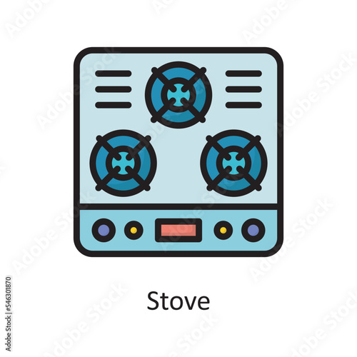 Stove Vector Filled Outline Icon Design illustration. Housekeeping Symbol on White background EPS 10 File