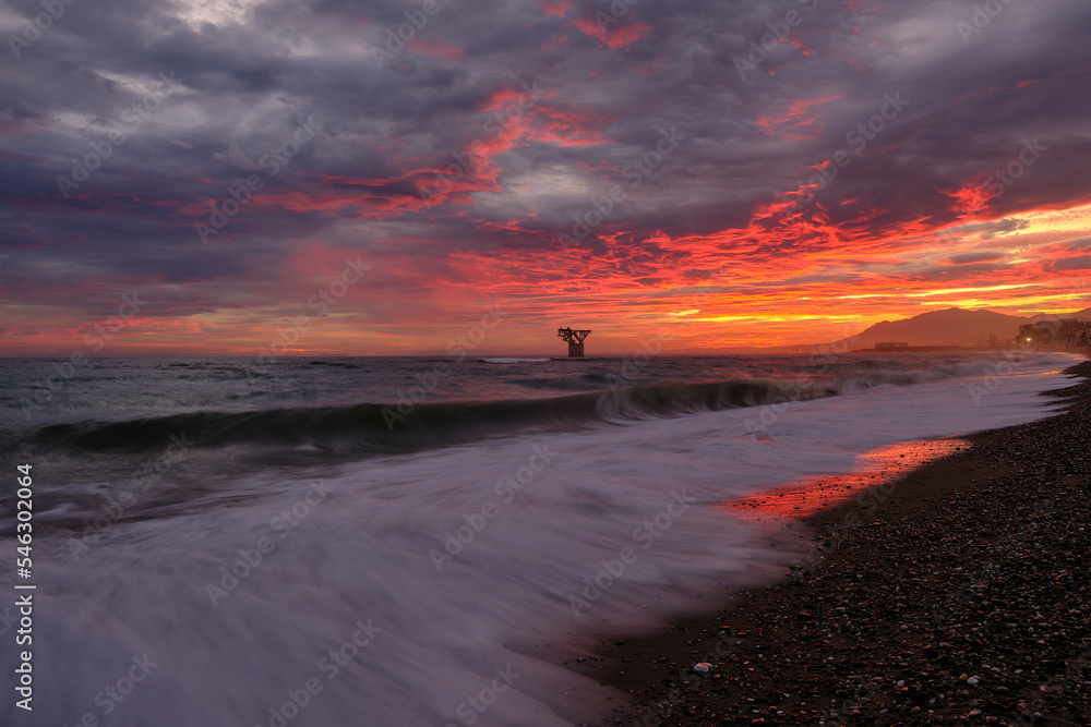 Obraz premium sunset in Marbella at the shore