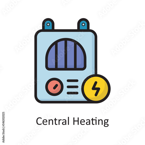 Central Heating Vector Filled Outline Icon Design illustration. Housekeeping Symbol on White background EPS 10 File