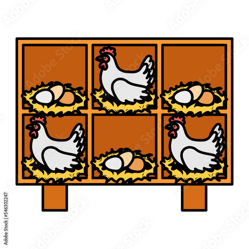 chicken coop nesting boxes Concept, Parent Stock Layer Breeder vector color icon design, Poultry farming symbol, Meat or Eggs Production Sign, Protein and farmyard equipment stock illustration