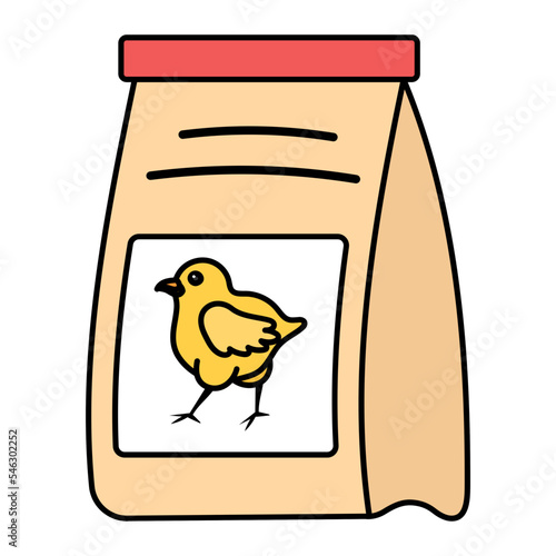 Pet Feed Box Concept, Chicks Grain Packet vector color icon design, Poultry farming symbol, Meat or Eggs Production Sign, Protein and farmyard equipment stock illustration