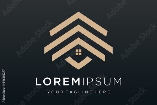 Creative Shield combined house logo and icons set. Vector logo design template.