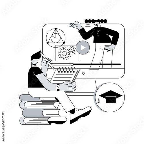 Online courses abstract concept vector illustration. Free online courses, certificate diploma, business school, digital education, elearning, watching webinar, training courses abstract metaphor.