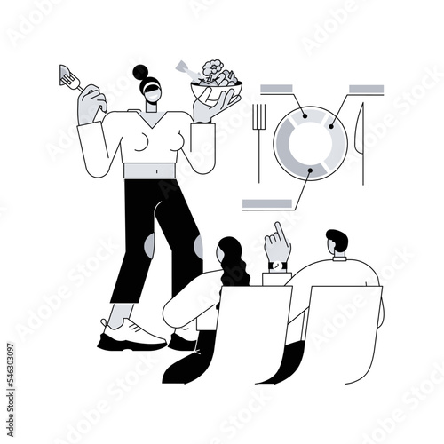 Health and nutrition workshop abstract concept vector illustration. Healthy eating workshop, nutrition habits corrective, preventive children care, learn cooking, losing weight abstract metaphor.