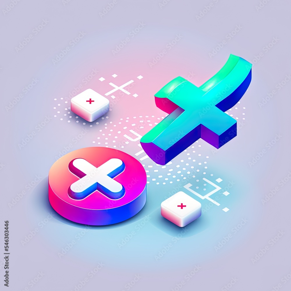 Survey reaction icon. Check and cross symbols. Speech bubble with decline,remove sign and approve, accepted, confirmed sign. 3d 2r illustrated illustration. Survey reaction icon. Check and cross symbols. Speech bubble with decline,remove sign and approve, accepted, confirmed sign. 3d 2r illustrated illustration.