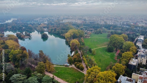 drone photo parc de la tete d'or lyon france europe