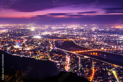 岐阜県 金華山からの夕景 夜景
