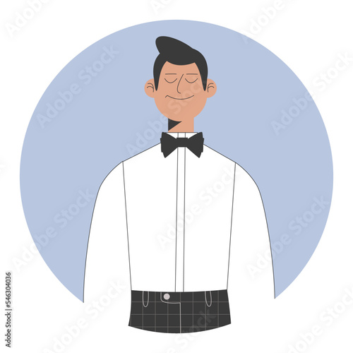 Fiance man in suit avatar or isolated round icons. Vector illustration in flat style