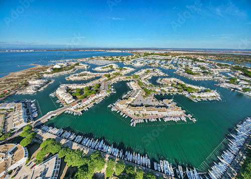Vászonkép Aerial view above the impressive and large marina of Port Camargue in the south