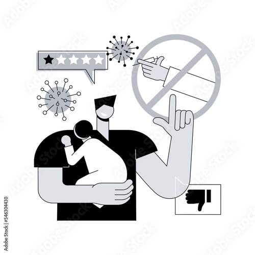 Refusal of vaccination abstract concept vector illustration. Vaccine injection refusal risk, application, mandatory immunization, vaccination hesitancy, reasons to refuse abstract metaphor.