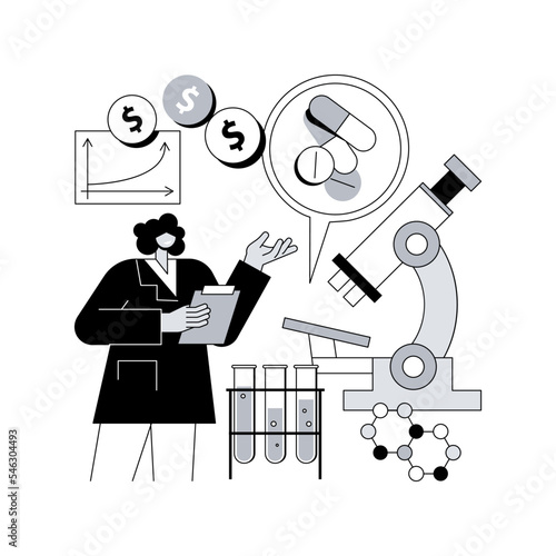 Pharmacological business abstract concept vector illustration. Pharmacological industry, pharmaceutical business, medicine research and production, pharmacy network, corporation abstract metaphor.