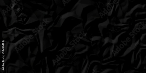  Dark Black facbric paper crumpled texture. dark black textured crumpled black paper background. panorama black paper texture background, crumpled pattern 