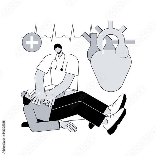 CPR abstract concept vector illustration. Cardiopulmonary resuscitation, CPR, emergency procedure, chest compressions, ambulance, artificial ventilation, first aid training abstract metaphor.