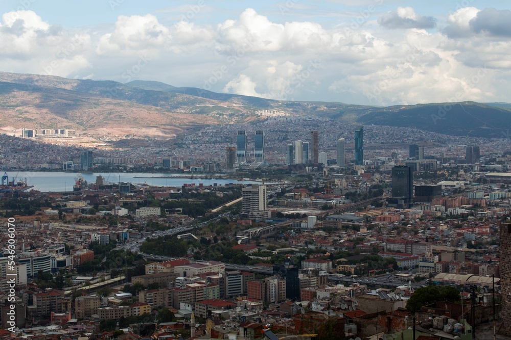 Beautiful view of Izmir city in Turkey with a sea during sunrise Beautiful view of Izmir city in Turkey with a sea during sunrise