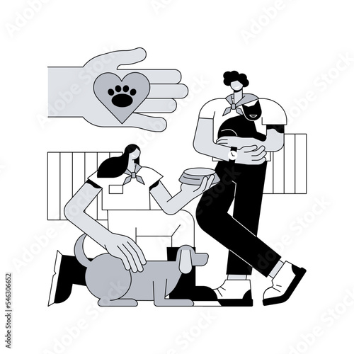 Volunteering abstract concept vector illustration. Volunteer project, community service, altruistic job activity, volunteering for animal shelter, non-profit social organization abstract metaphor.