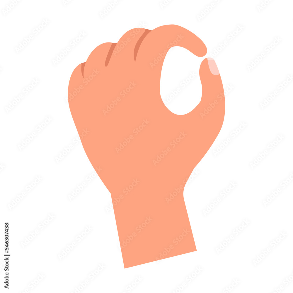 Cartoon person hand showing number 0 with fingers isolated on white background. Hand of people counting vector illustration. Gestures, education concept Cartoon person hand showing number 0 with fingers isolated on white background. Hand of people counting vector illustration. Gestures, education concept