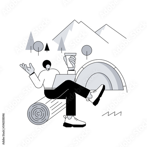Downshifting abstract concept vector illustration. Simple living, minimal lifestyle, escape from big city, no stress life, seasonal downshifting, reduce pressure, find balance abstract metaphor.