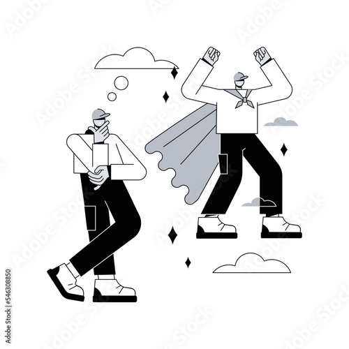 Self-esteem abstract concept vector illustration. Self-respect and self-worth, confidence, personality trait, subjective evaluation, personal value, judgement about oneself abstract metaphor.
