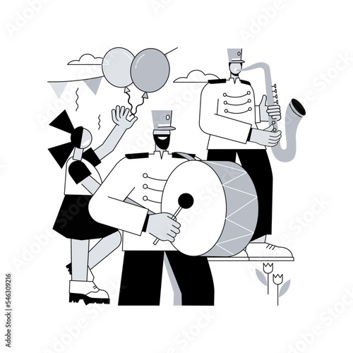 Parade abstract concept vector illustration. National holiday parade, massive celebration, procession of people, peaceful march, human crowd, mass event, festival tradition abstract metaphor.