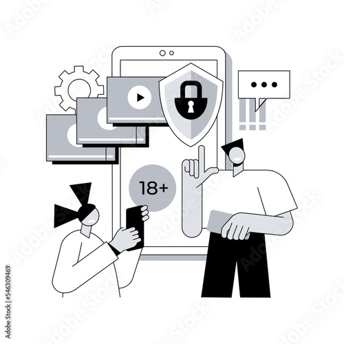 Parental control software abstract concept vector illustration. Internet security software, restricted access for children, parental control, media content limitation technology abstract metaphor.
