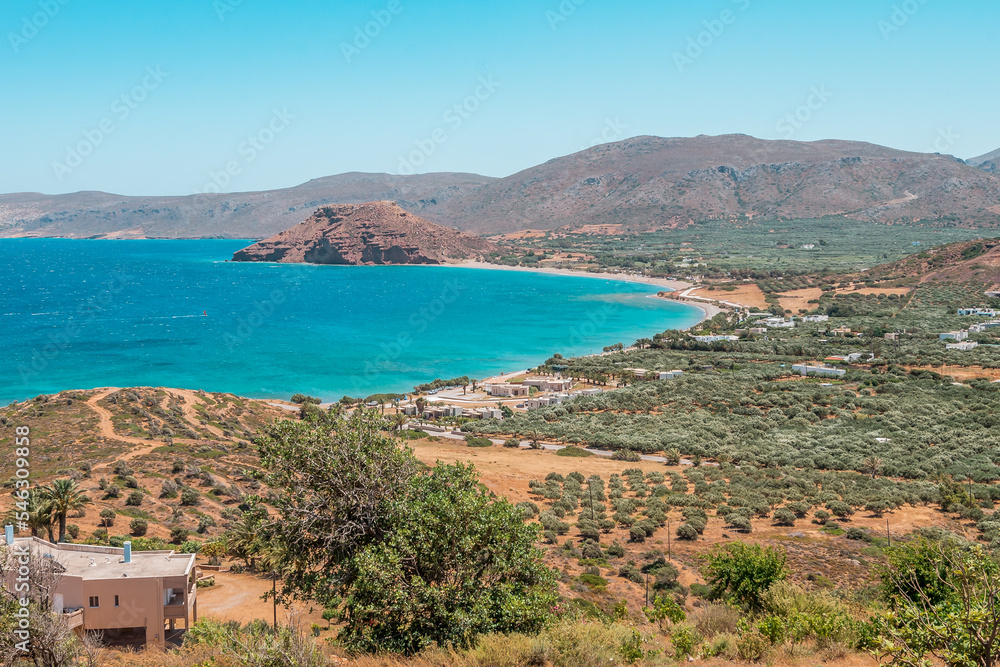 kouremenos beach, crete island, greece: beautiful sandy coast with natural environment near the cretan city of Sitia 