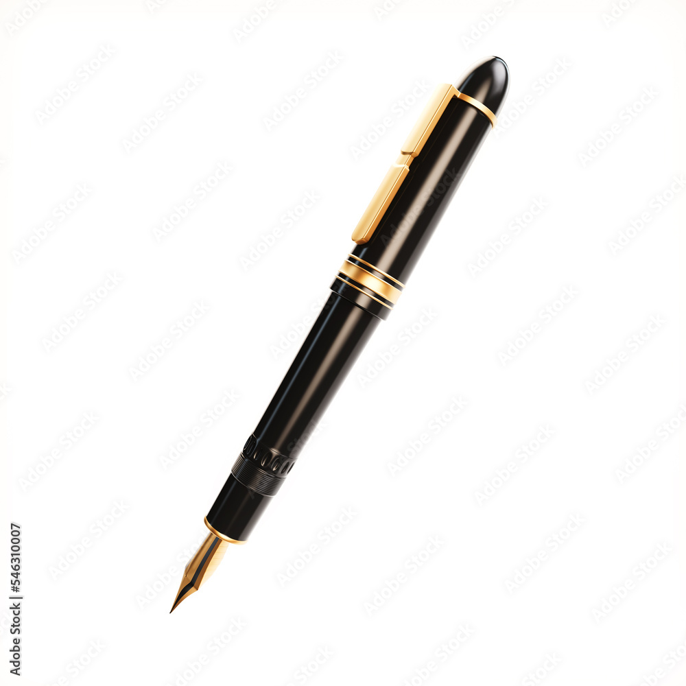 Fountain pen on a white background. 3d render