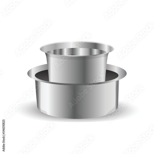 Silver Dabara Cup for Filter Coffee and Tea, Silver coffee cup, Hand drawn Vector