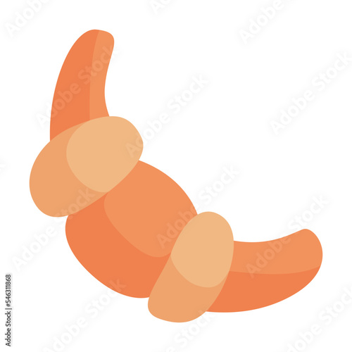 Toasted croissant for breakfast. Symbol of France. Cartoon vector illustration. France, culture, food, cuisine concept