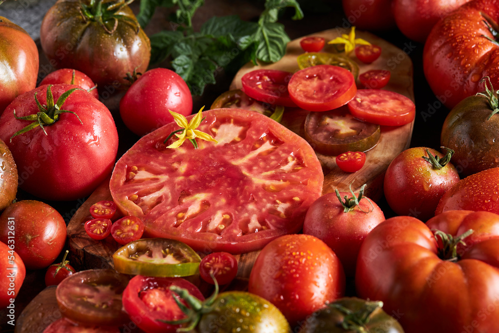 Fresh red ripe sliced tomatoes Fresh red ripe sliced tomatoes