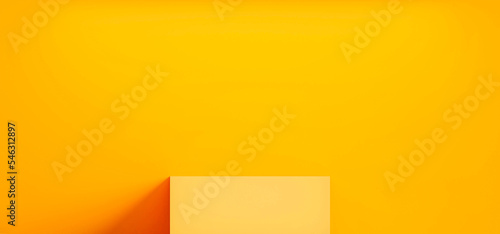Orange yellow podium background 3D render for product presentation.