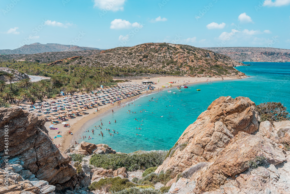 vai beach, crete island, greece: beautiful sandy coast with natural environment near the cretan city of Sitia