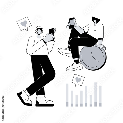 Screen addiction abstract concept vector illustration. Digital overload, information dependence, smartphone addiction, screen addicted, mobile phone dependence, mental disorder abstract metaphor.