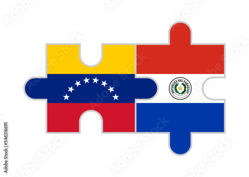 puzzle pieces of venezuela and paraguay flags. vector illustration isolated on white background
