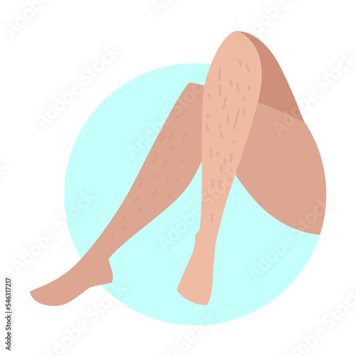 Hair removal cartoon vector illustration. Hairy legs need epilation. Cosmetology, beauty salon, hair concept