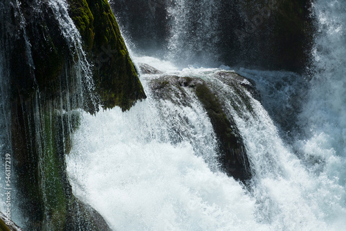 Beautiful river waterfall landscape nature in summer clear water and forest. 