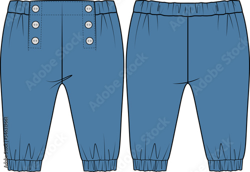 KIDS AND BABY UNISEX WEAR JOGGERS AND TROUSERS FRONT AND BACK VECTOR