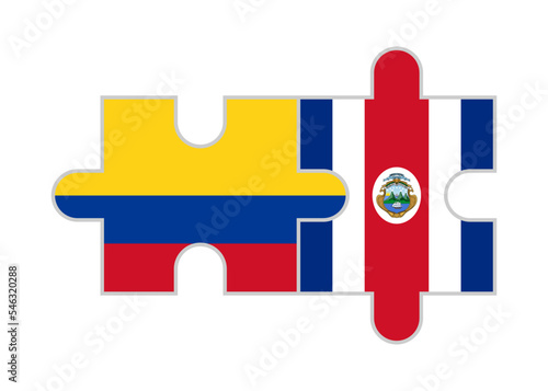 puzzle pieces of colombia and costa rica flags. vector illustration isolated on white background