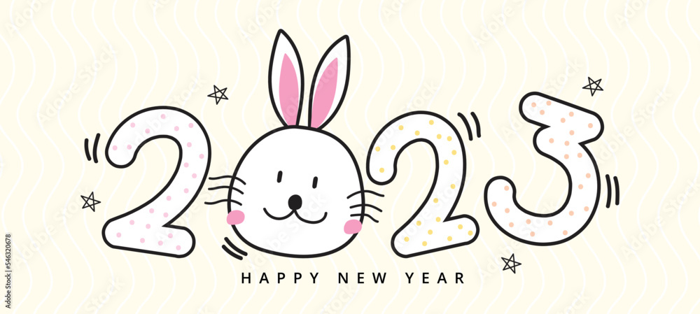 Obraz premium Happy new year 2023 rabbit year