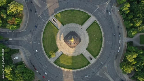 Drone view of the Berlin cityscape with the Berlin Victory Column in Germany photo