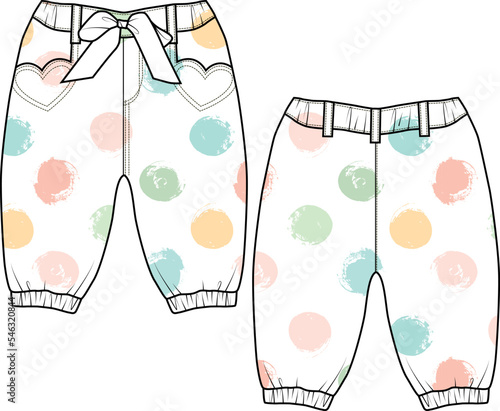 KIDS BOTTOM WEAR FRONT AND BACK JOGGERS VECTOR