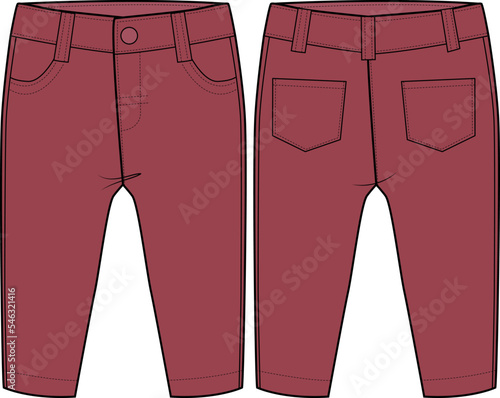 KIDS UNISEX BOTTOM WEAR PANTS VECTOR FRONT AND BACK