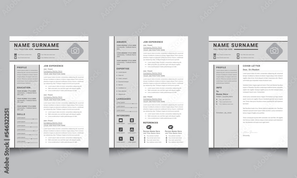 Resume Template CV Professional or Jobs Resumes Layout Gray Resume Kit Resume Template CV Professional or Jobs Resumes Layout Gray Resume Kit