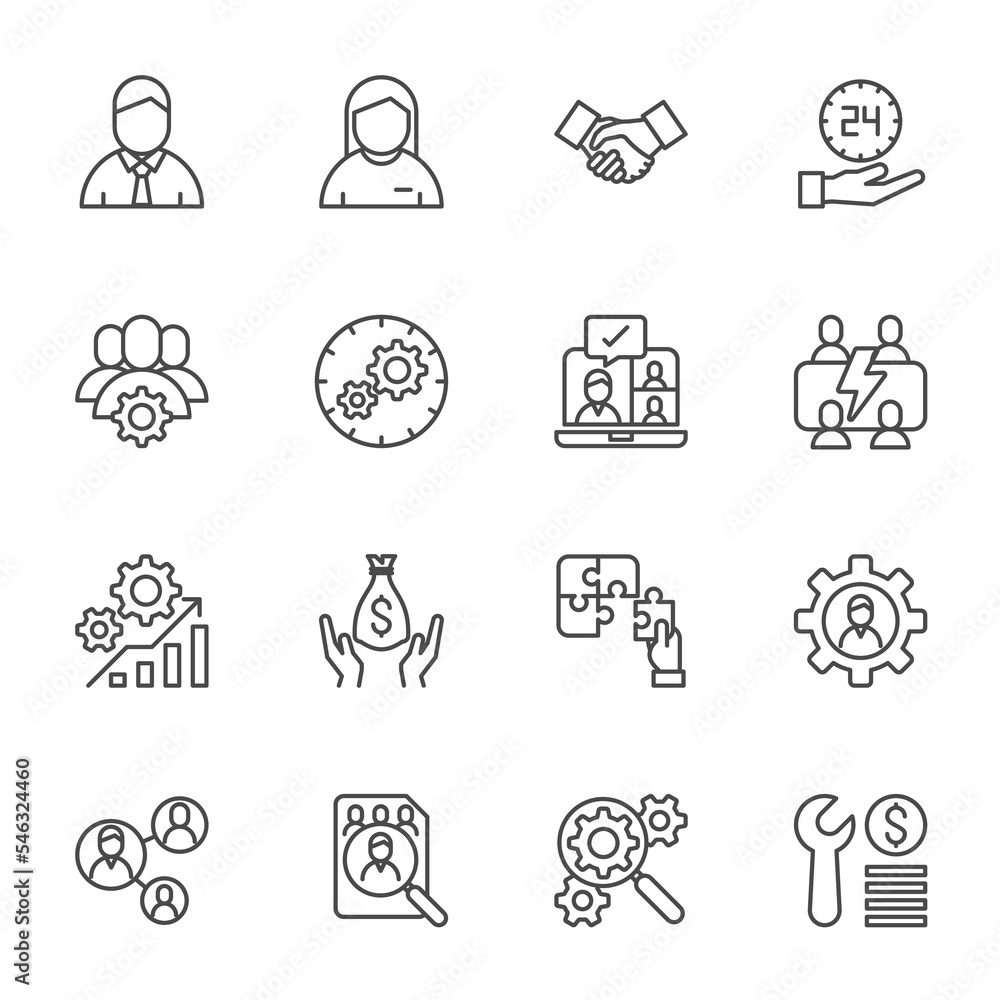 Business people and finance thin line icon set, Vector outline icon Business people and finance thin line icon set, Vector outline icon